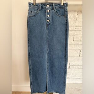 Oat New York Blue Denim Midi Skirt